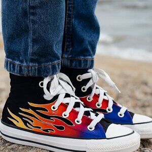 Converse Chuck Taylor Flame High Top Sneakers A04715F Classic Artsy Kids 4.5